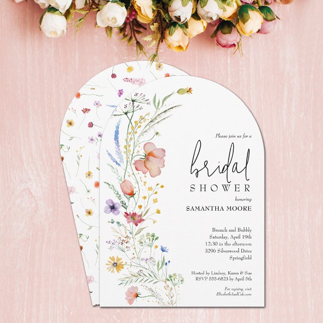 Chic Wildflower Bridal Shower Arch Invitation (Chic wildflower bridal shower arch top invitations - PRINTED and/or INSTANT DOWNLOAD)