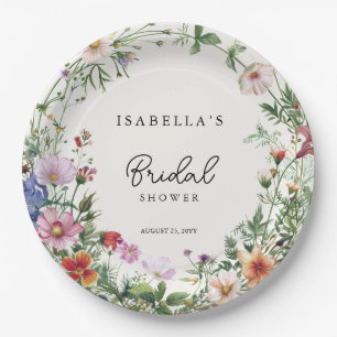 Chic Wildflower Bridal Shower Paper Plates