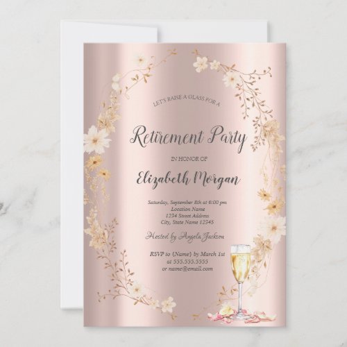 Chic Wildflower Champagne Rose Gold Retirement 
