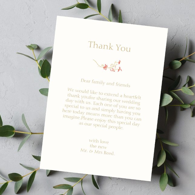 Chic Wildflower Flat Wedding Thank You Card (Creator Uploaded)