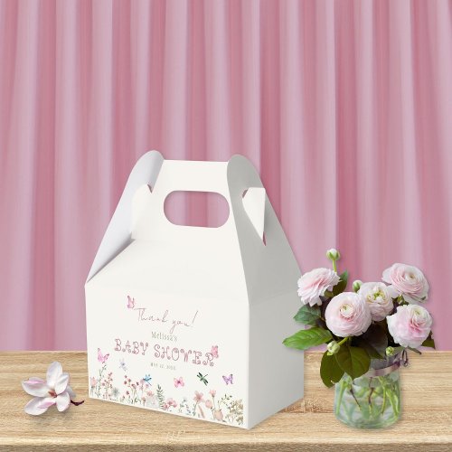 Chic Wildflower Girl Baby Shower Thank You Favor Boxes