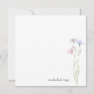 Chic Wildflower Meadow Calligraphy Personalized Note Card