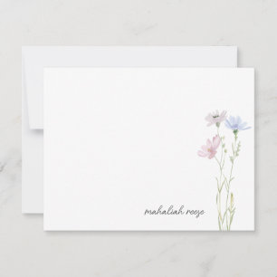 Chic Wildflower Meadow Calligraphy Personalized Note Card