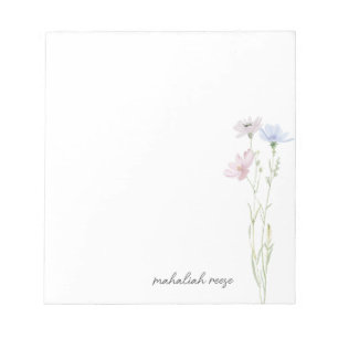 Chic Wildflower Meadow Calligraphy Personalized Notepad