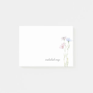 Chic Wildflower Meadow Calligraphy Personalized Post-it Notes