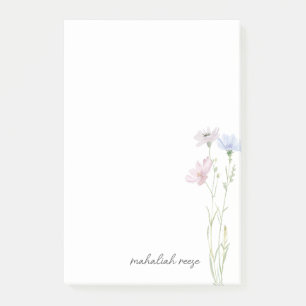 Chic Wildflower Meadow Calligraphy Personalized Post-it Notes