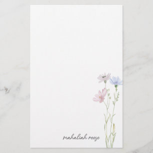 Chic Wildflower Meadow Calligraphy Personalized Stationery