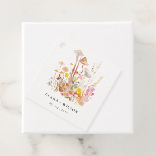 Chic Wildflower Mushroom Autumn Botanical Wedding Favor Tags