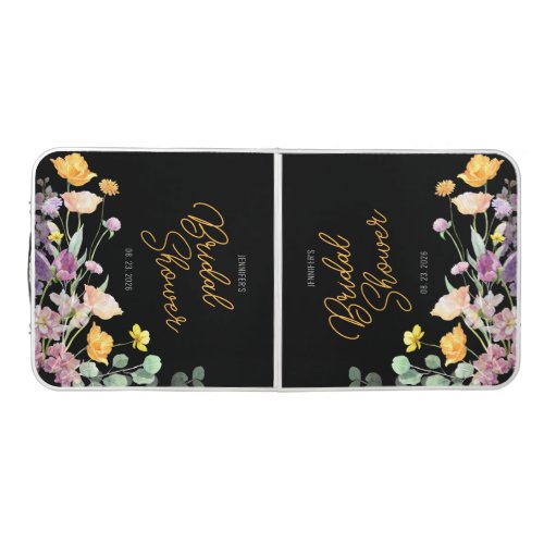 Chic Wildflower Script Bridal Shower Beer Pong Table