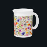 Chic wildflower script name  beverage pitcher<br><div class="desc">Modern cloth placemat with a wildflower pattern and a feminine,  hand lettered script name. Personalize with your name.</div>