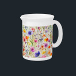 Chic wildflower script name  beverage pitcher<br><div class="desc">Modern cloth placemat with a wildflower pattern and a feminine,  hand lettered script name. Personalize with your name.</div>