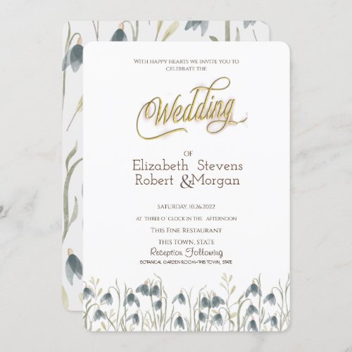 Chic Wildflower Snowdrops Wedding  Invitation