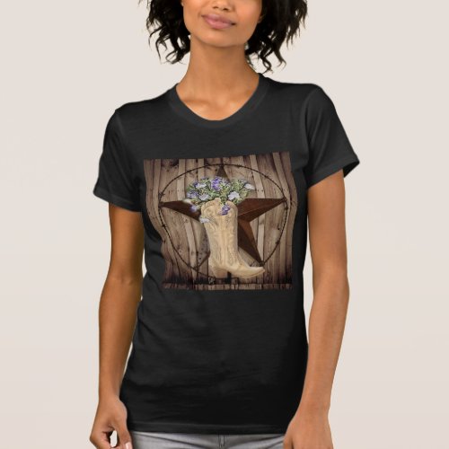 Chic Wildflower Texas Star Western country cowgirl T_Shirt