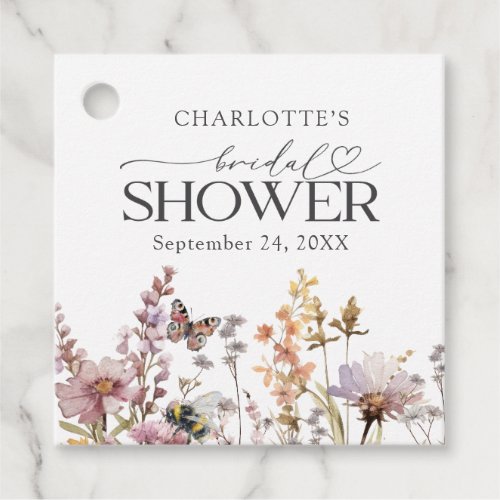 Chic Wildflower Watercolor Floral Bridal Shower Favor Tags