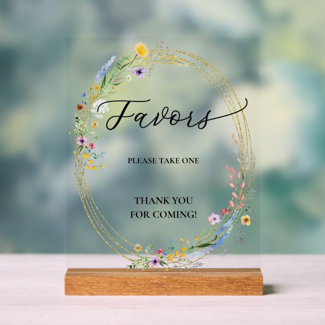 Chic Wildflowers Bridal Brunch Favors Acrylic Sign (Neutral)