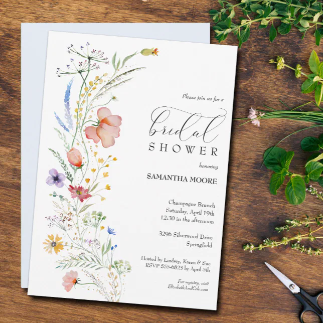 Chic Wildflowers Bridal Shower Invitation Zazzle