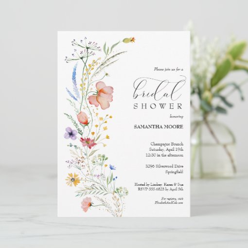 Chic Wildflowers Bridal Shower Invitation Zazzle