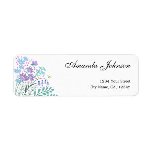 Chic Wildflowers Lilac Pink Return Address Labels