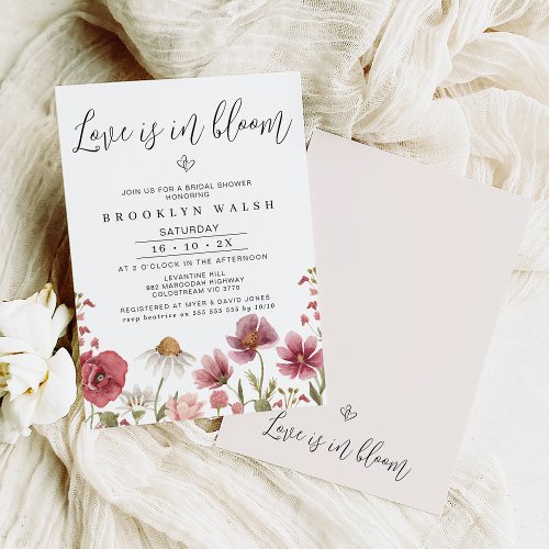Chic Wildflowers Love is in Bloom Bridal Shower Invitation