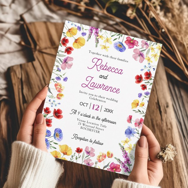 chic wildflowers meadows botanical wedding invitation (Creator Uploaded)