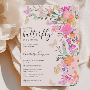 Chic wildflowers spring butterfly baby shower invitation