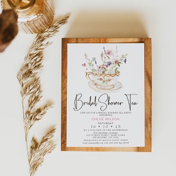 Chic Wildflowers Tea Party Bridal Shower Invitation by figtreedesign at Zazzle