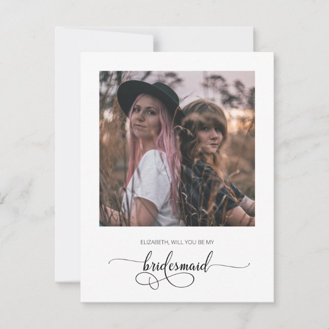 Chic Will You Be My Bridesmaid Proposal Photo Card (Front)