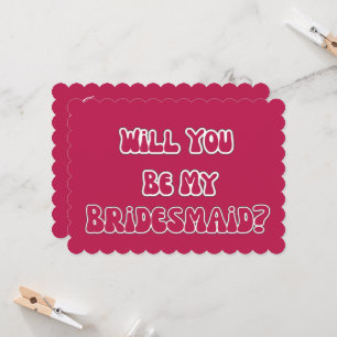 Chic Will You Be My Bridesmaid Retro Vintage 70s Invitation