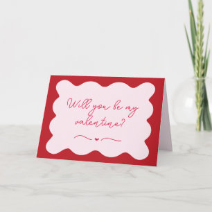Chic "Will You Be My Valentine" Trendy Pink & Red Card