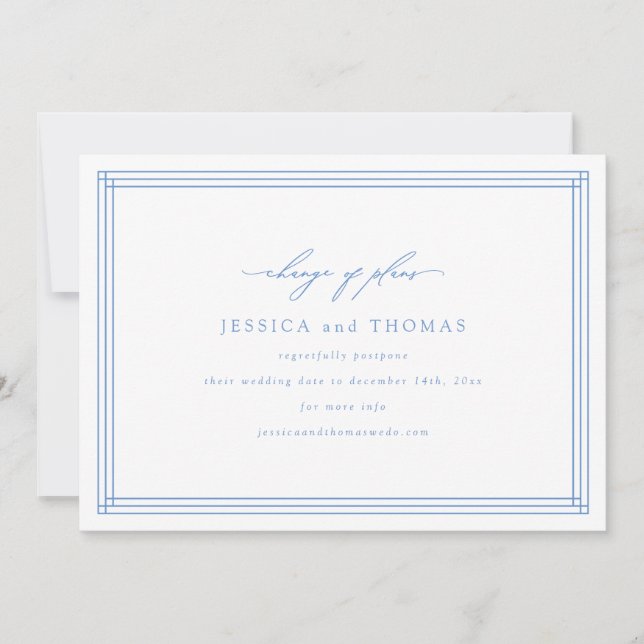 Chic Window Wedding Postponement Change of Date Announcement (Front)