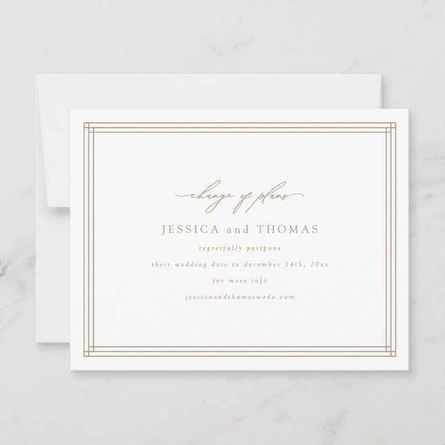 Chic Window Wedding Postponement Change the Date Announcement (Front)