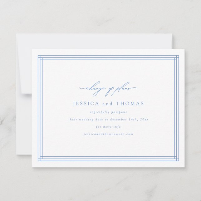 Chic Window Wedding Postponement Change the Date Announcement (Front)