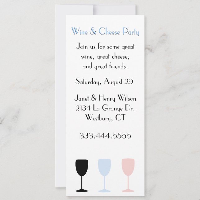 Chic Wine and Cheese Party Invitation (Front)