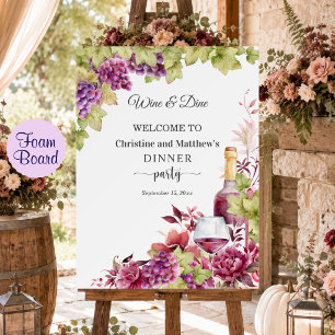 Chic Wine and Dine Dinner Party Welcome Foam Board