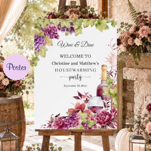 Chic Wine and Dine Housewarming Party Welcome Poster