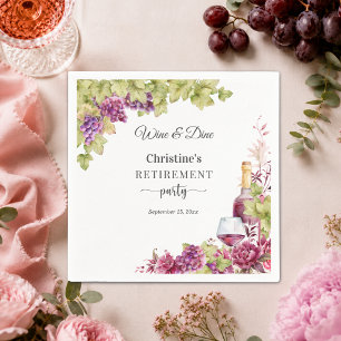 Chic Wine and Dine Retirement Party Napkins