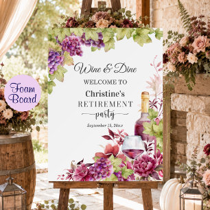 Chic Wine and Dine Retirement Party Welcome Foam Board