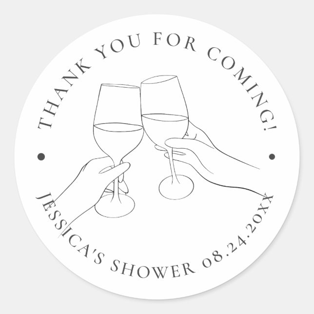 Chic Wine Bridal Shower Classic Round Sticker (Front)