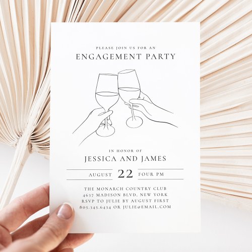 Chic Wine Engagement Party Invitation