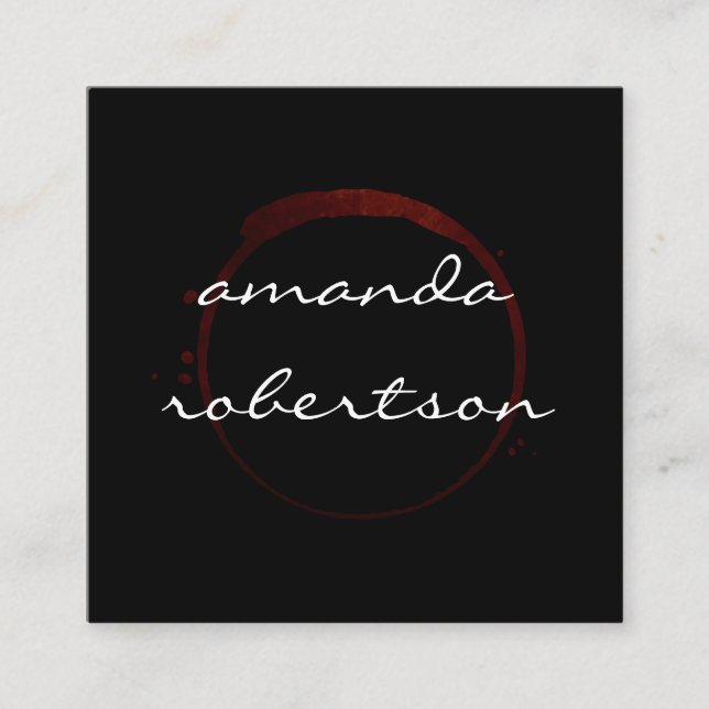Chic Wine Stain Square Business Card (Front)