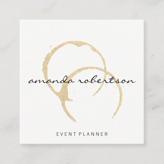 Chic Wine Stain Square Business Card (Front)