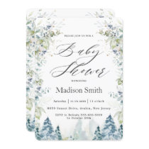 Chic Winter Alpine Trees Baby Shower Neutral  Invitation