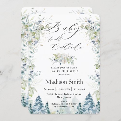 Chic Winter Baby Its Cold Outside Baby Shower  Invitation