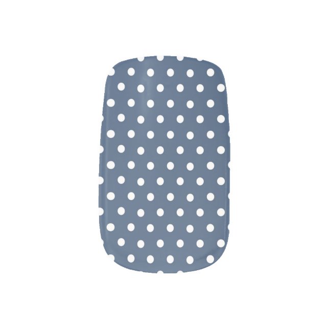 Chic Winter Blue Polka Dot Pattern Minx Nail Art (Left Thumb)