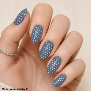 Chic Winter Blue Polka Dot Pattern Minx Nail Art