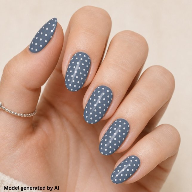 Chic Winter Blue Polka Dot Pattern Minx Nail Art (Creator Uploaded)