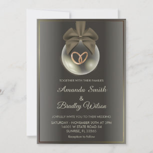 Chic Winter Christmas Ornament Wedding Invitation