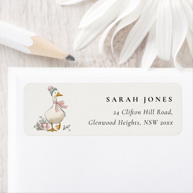 Chic Winter Goose Christmas Holiday Address Label (Insitu)