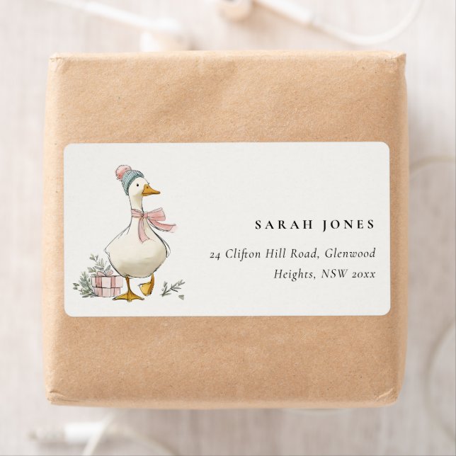 Chic Winter Goose Christmas Holiday Address Label (Insitu)