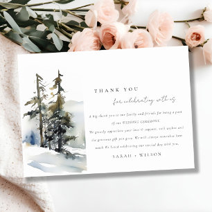 Chic Winter Pine Trees Snow Landscape Wedding Thank You Card